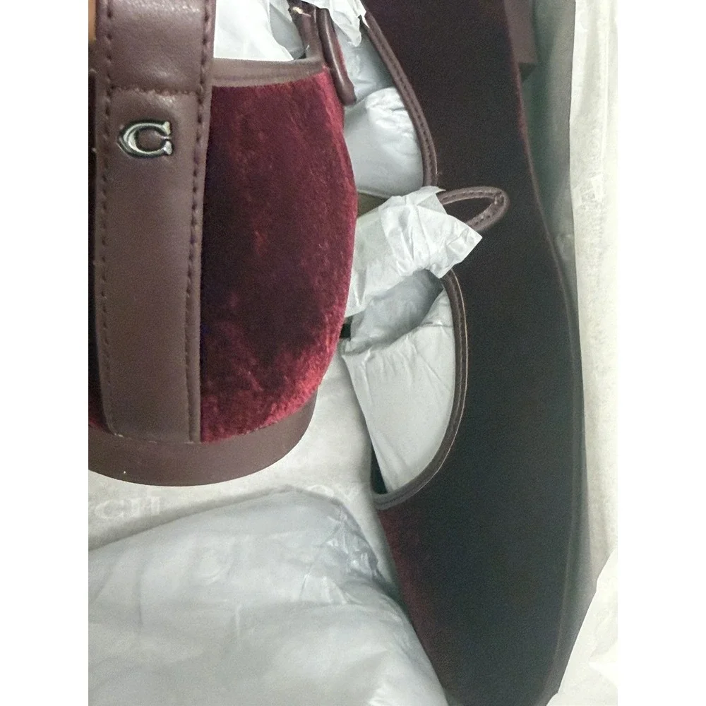 NEW Coach C Rivet Mary Jane Burgundy/Merlot CCG46 Velvet 8.5